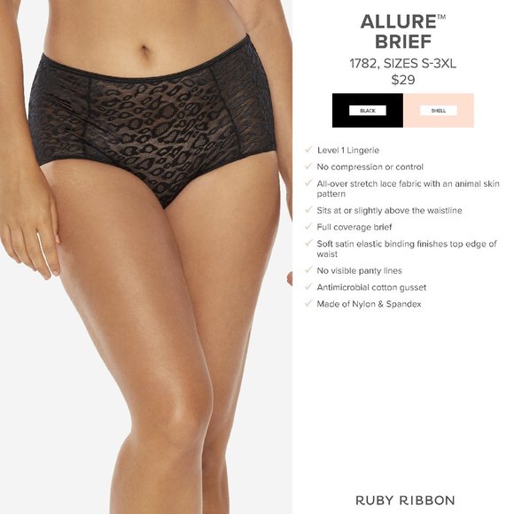 Ruby Ribbon Black Allure Brief #1782 - Picture 1 of 7